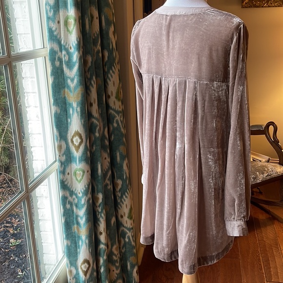 Free People long sleeve taupe velvet dress - Picture 7 of 10
